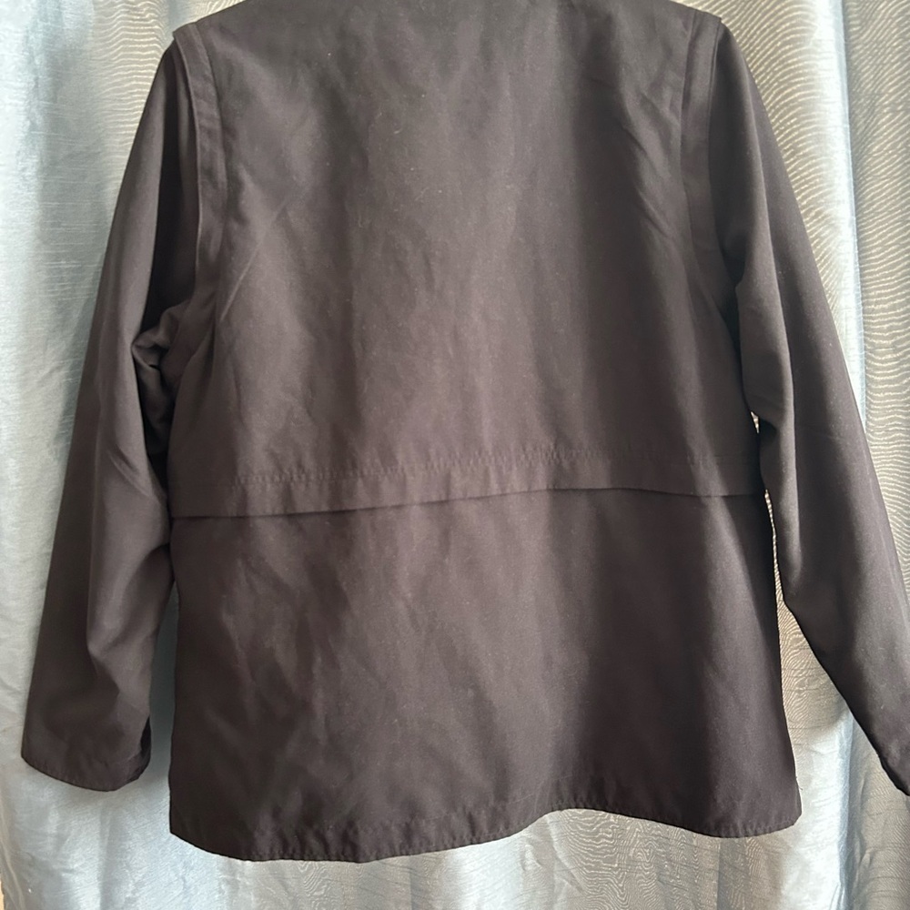 DASH jacket black with a patterned inside- size 16- zipper, pockets - and more